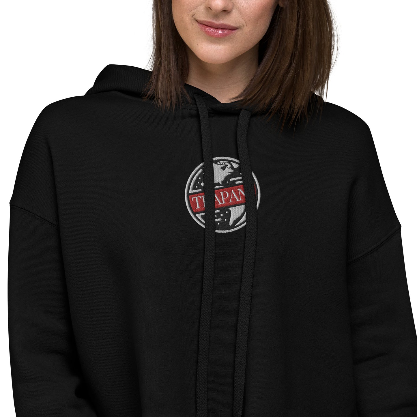 Trapani World Embroidered Crop Hoodie