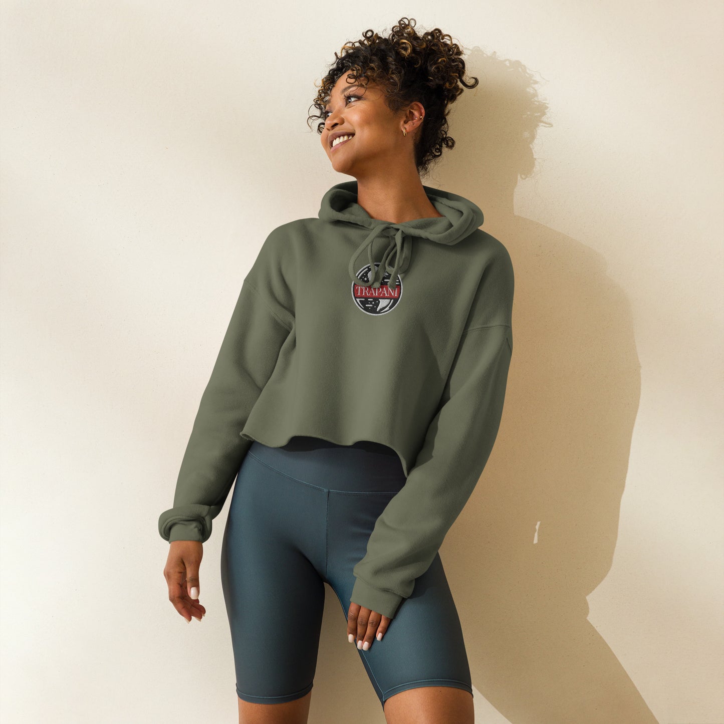Trapani World Embroidered Crop Hoodie