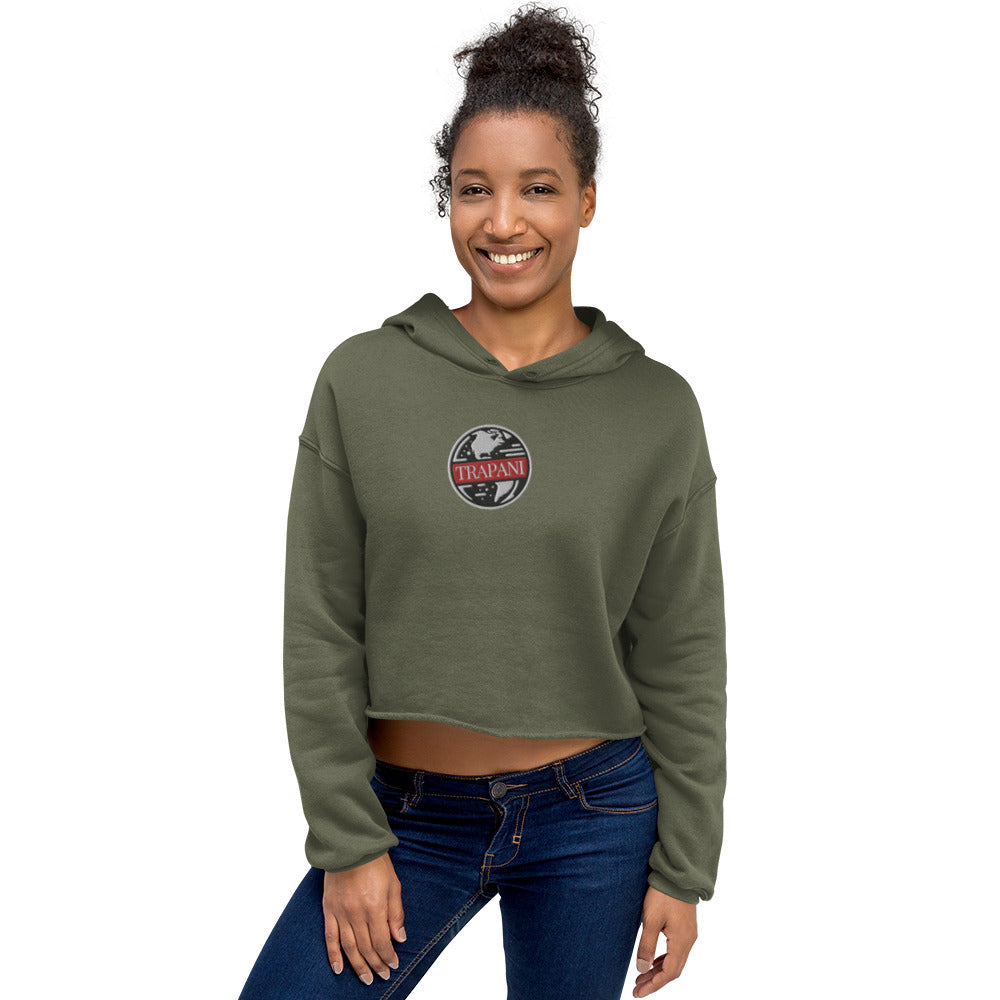 Trapani World Embroidered Crop Hoodie