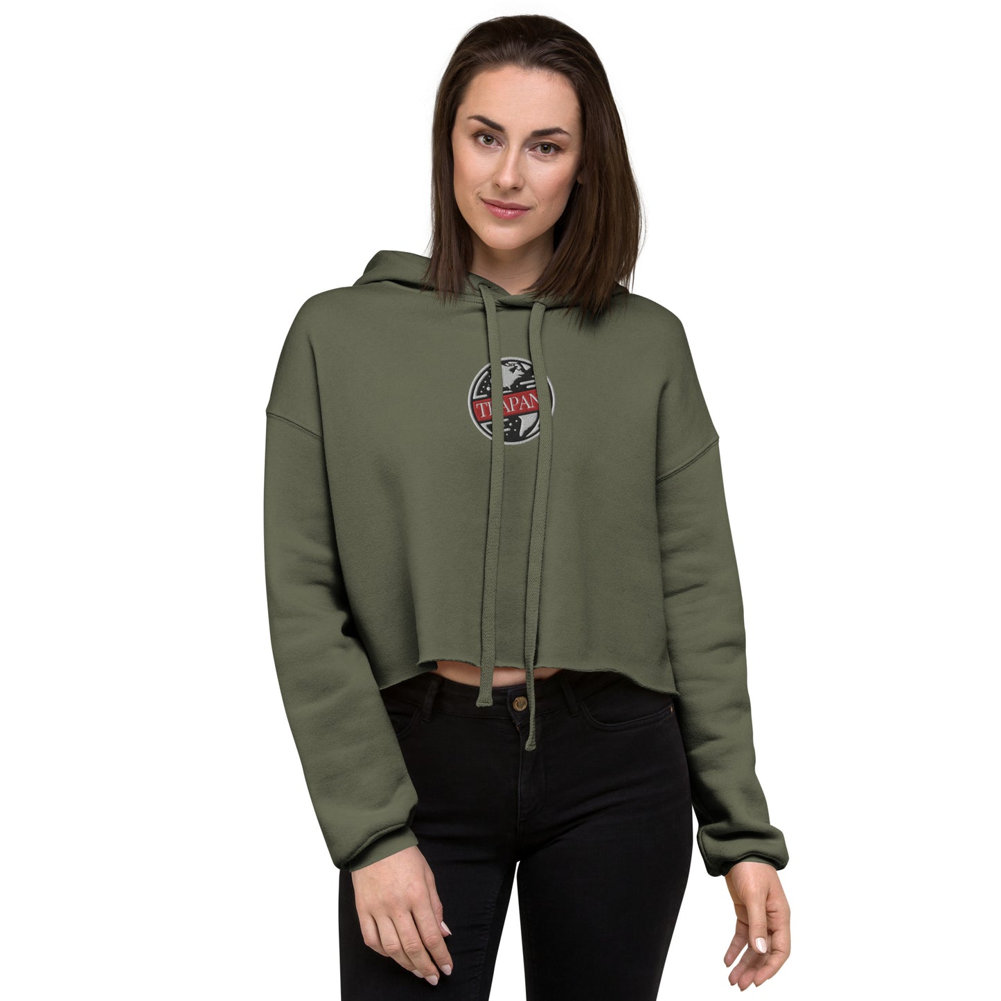 Trapani World Embroidered Crop Hoodie