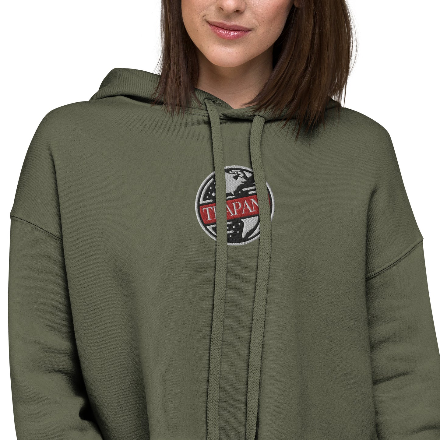 Trapani World Embroidered Crop Hoodie