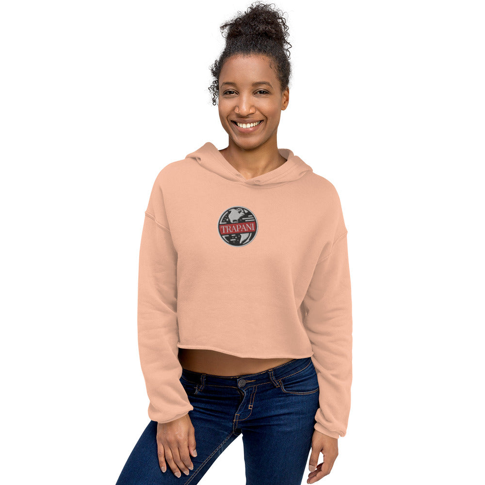 Trapani World Embroidered Crop Hoodie