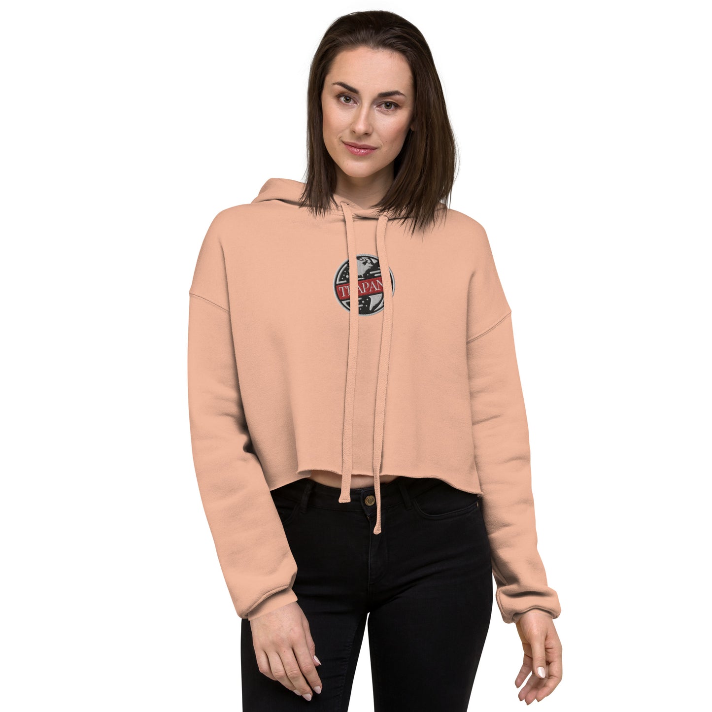 Trapani World Embroidered Crop Hoodie