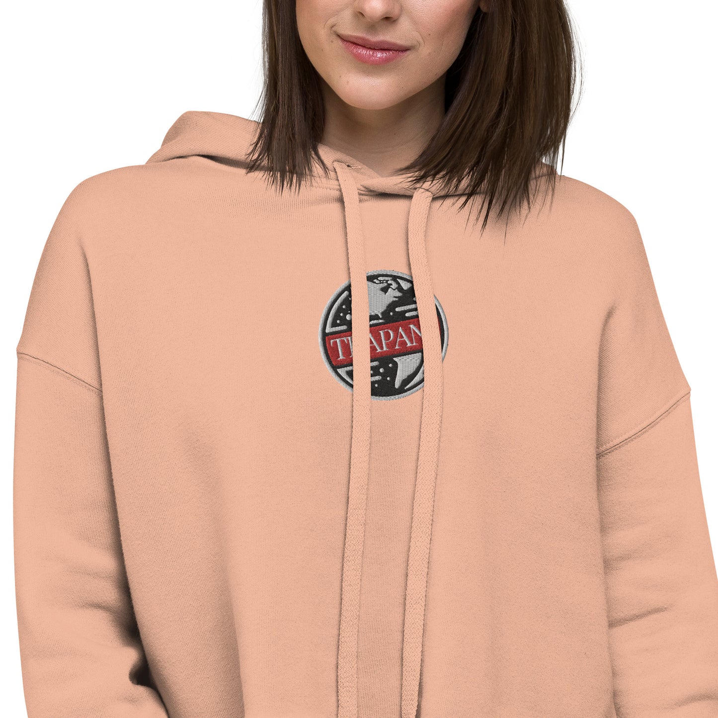 Trapani World Embroidered Crop Hoodie
