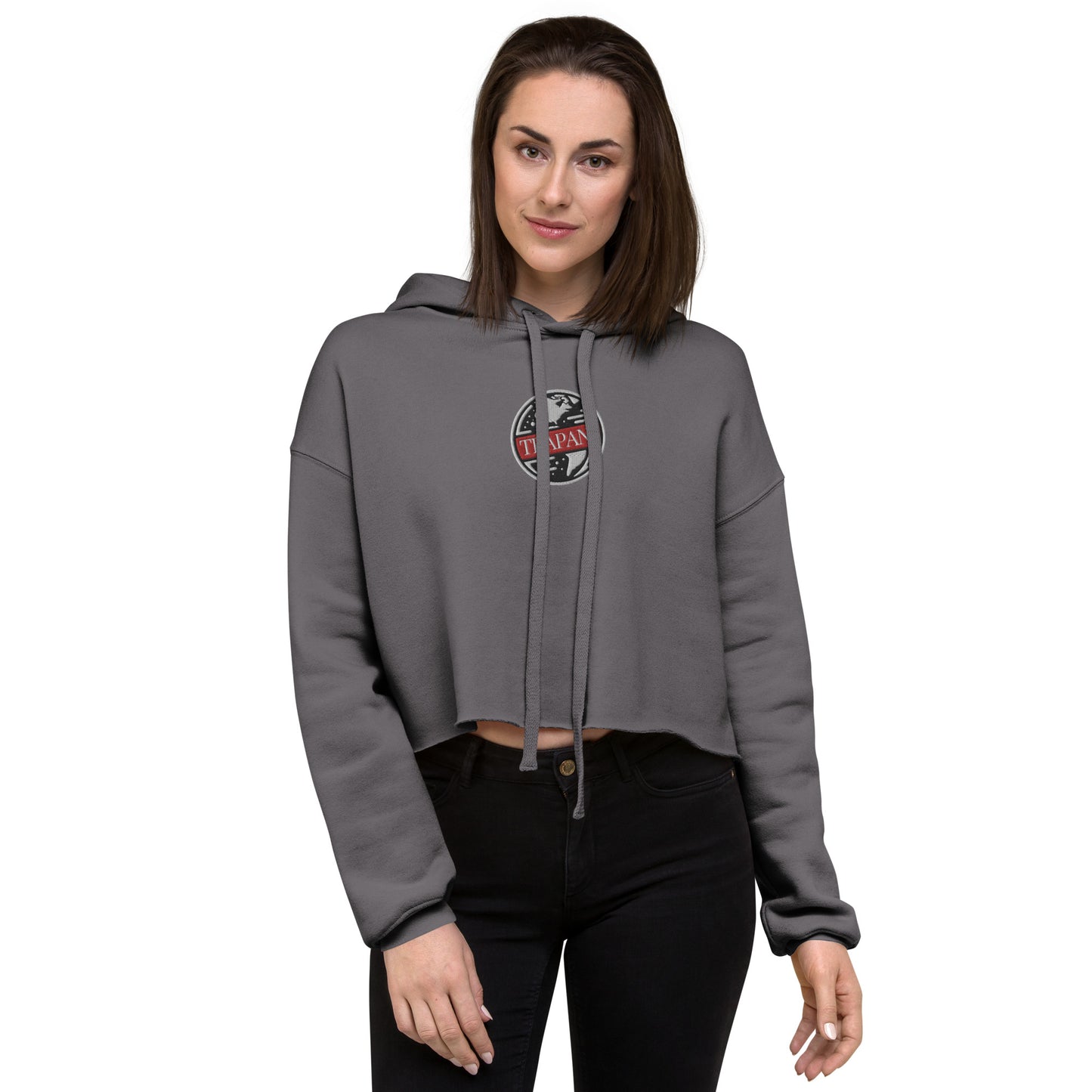 Trapani World Embroidered Crop Hoodie