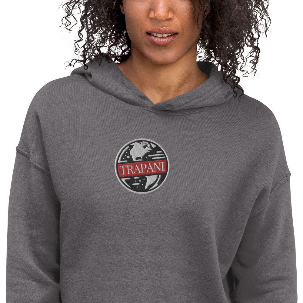 Trapani World Embroidered Crop Hoodie