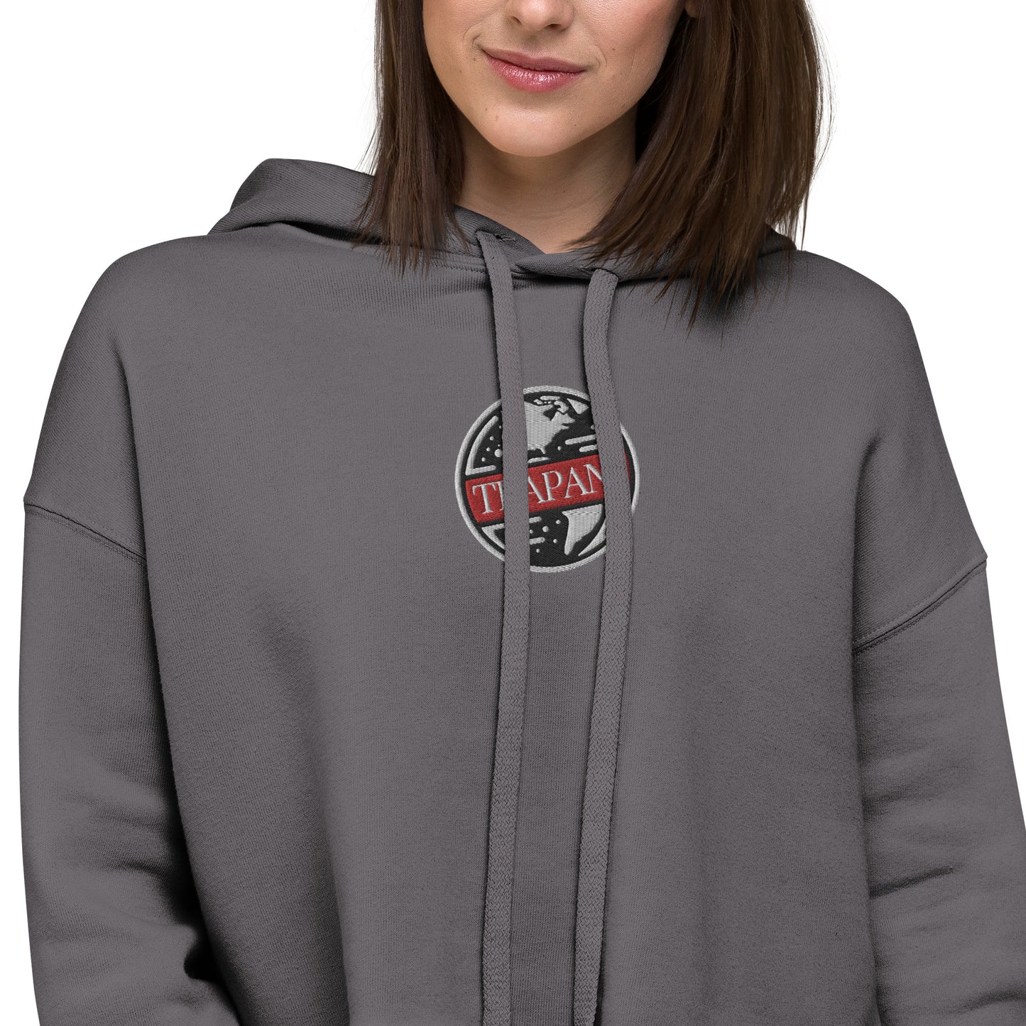 Trapani World Embroidered Crop Hoodie